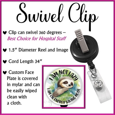 Funny Sloth Retractable Badge Holder, Cute Sloth Badge Reel, Animal Rescue Badge Holder, Funny Retractable Badge, Animal Badge Reel -GG6253J - image2